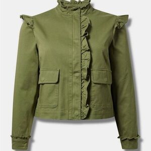 Torrid Twill Ruffle Utility Jacket